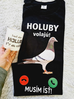 Holuby volajú tričko L s hrnčekom